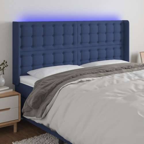 LED uzglavlje plavo 203 x 16 x 118/128 cm od tkanine - Plava 203 x 16 x 118/128 cm 1 Cijena