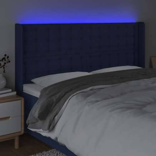 LED uzglavlje plavo 203 x 16 x 118/128 cm od tkanine - Plava 203 x 16 x 118/128 cm 1 Cijena