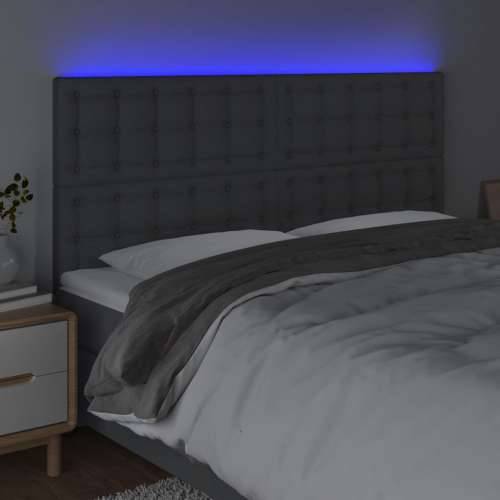 LED uzglavlje tamnosivo 200x5x118/128 cm od tkanine - Tamno siva 200 x 5 x 118/128 cm 1 Cijena
