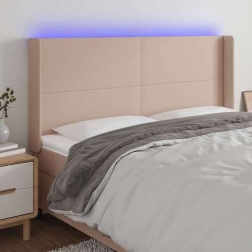 LED uzglavlje boja cappuccina 183x16x118/128cm od umjetna koža - Boja cappuccina 183 x 16 x 118/128 cm 1 Cijena