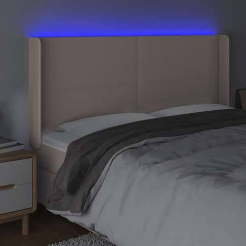 LED uzglavlje boja cappuccina 183x16x118/128cm od umjetna koža - Boja cappuccina 183 x 16 x 118/128 cm 1 Cijena