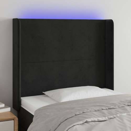LED uzglavlje crno 93x16x118/128 cm baršunasto - Crna 93 x 16 x 118/128 cm 1 Cijena