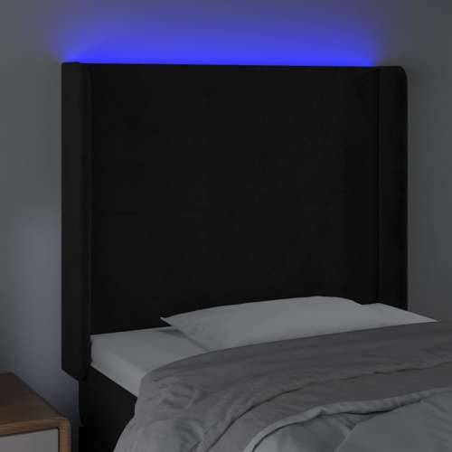 LED uzglavlje crno 93x16x118/128 cm baršunasto - Crna 93 x 16 x 118/128 cm 1 Cijena