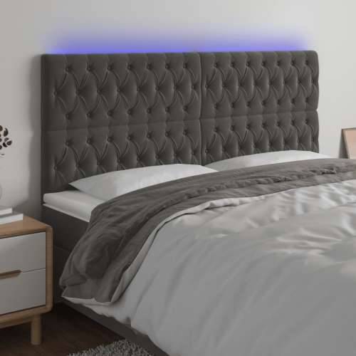 LED uzglavlje tamnosivo 180x7x118/128 cm baršunasto - Tamno siva 180 x 7 x 118/128 cm 1 Cijena