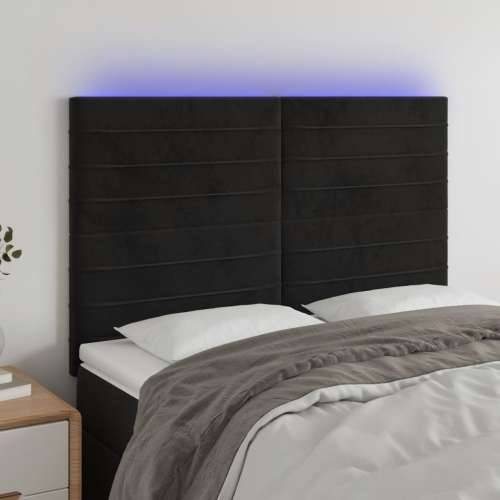 LED uzglavlje crno 144x5x118/128 cm baršunasto - Crna 144 x 5 x 118/128 cm 1 Cijena