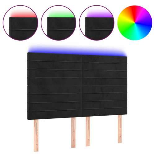 LED uzglavlje crno 144x5x118/128 cm baršunasto - Crna 144 x 5 x 118/128 cm 1 Cijena