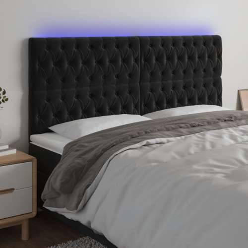 LED uzglavlje crno 180x7x118/128 cm baršunasto - Crna 180 x 7 x 118/128 cm 1 Cijena