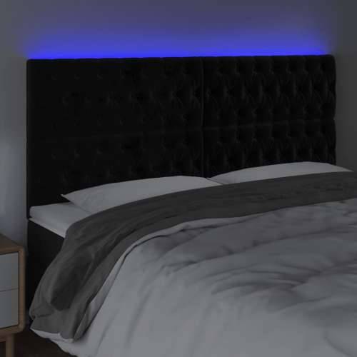 LED uzglavlje crno 180x7x118/128 cm baršunasto - Crna 180 x 7 x 118/128 cm 1 Cijena