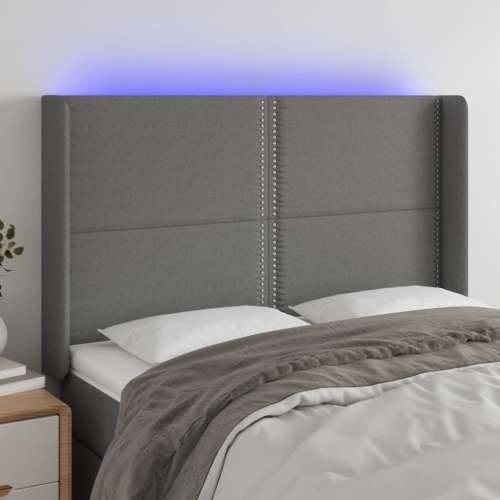LED uzglavlje tamnosivo 147 x 16 x 118/128 cm od tkanine - Tamno siva 147 x 16 x 118/128 cm 1 Cijena