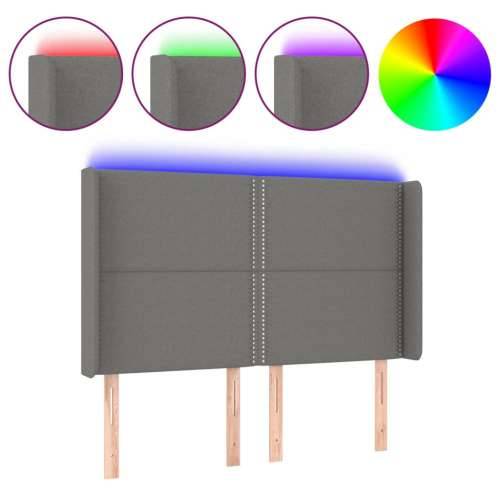 LED uzglavlje tamnosivo 147 x 16 x 118/128 cm od tkanine - Tamno siva 147 x 16 x 118/128 cm 1 Cijena