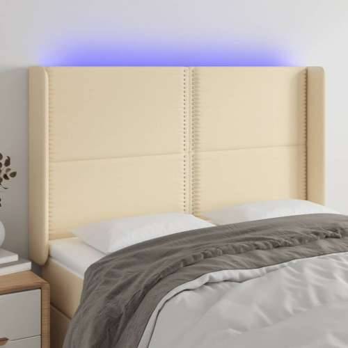 LED uzglavlje krem 147 x 16 x 118/128 cm od tkanine - Krema 147 x 16 x 118/128 cm 1 Cijena