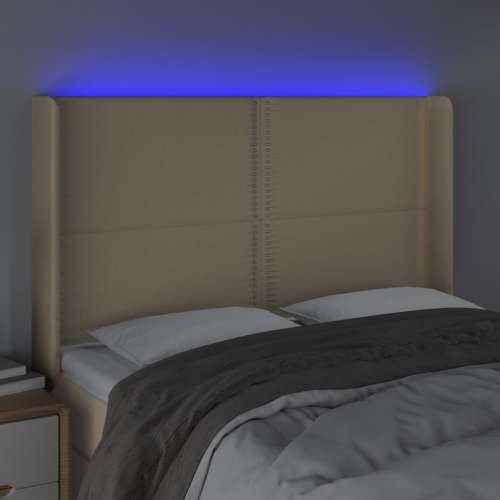 LED uzglavlje krem 147 x 16 x 118/128 cm od tkanine - Krema 147 x 16 x 118/128 cm 1 Cijena