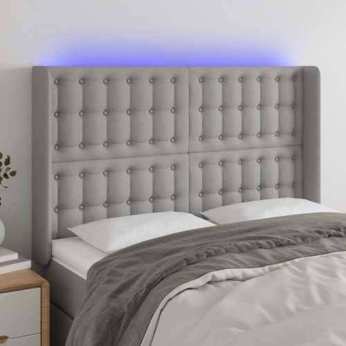 LED uzglavlje svjetlosivo 147 x 16 x 118/128 cm od tkanine - Svjetlosiva 147 x 16 x 118/128 cm 1 Cijena