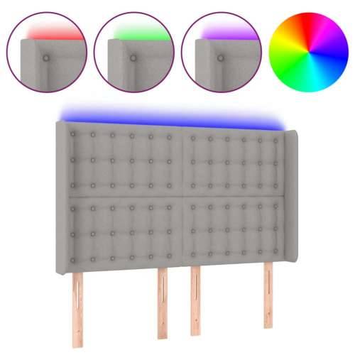 LED uzglavlje svjetlosivo 147 x 16 x 118/128 cm od tkanine - Svjetlosiva 147 x 16 x 118/128 cm 1 Cijena