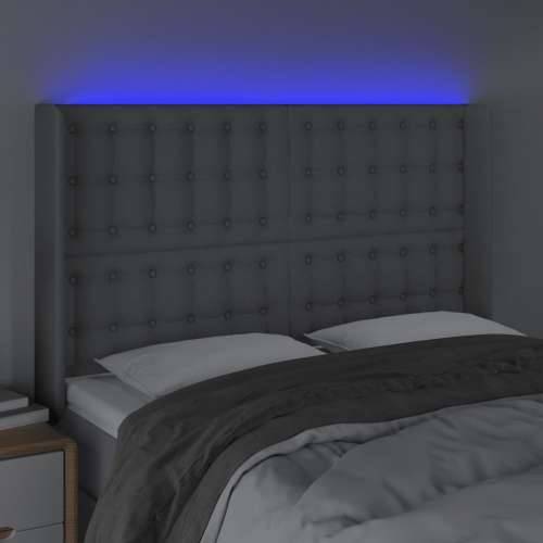 LED uzglavlje svjetlosivo 147 x 16 x 118/128 cm od tkanine - Svjetlosiva 147 x 16 x 118/128 cm 1 Cijena