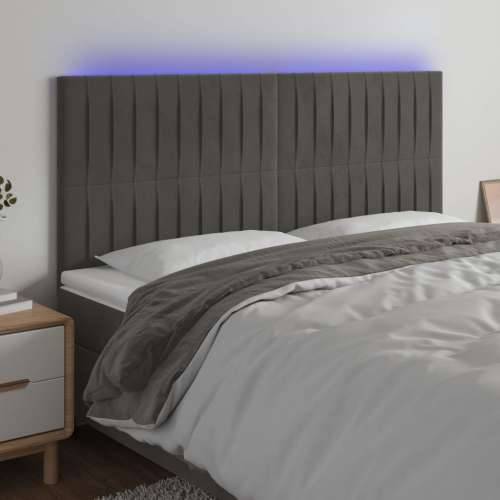 LED uzglavlje tamnosivo 180x5x118/128 cm baršunasto - Tamno siva 180 x 5 x 118/128 cm 1 Cijena