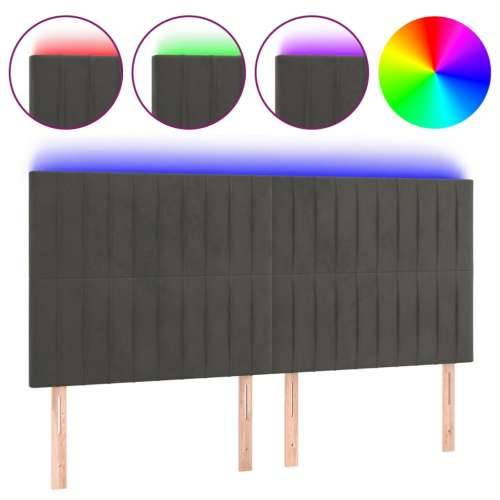 LED uzglavlje tamnosivo 180x5x118/128 cm baršunasto - Tamno siva 180 x 5 x 118/128 cm 1 Cijena
