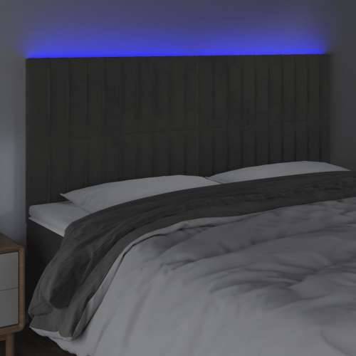LED uzglavlje tamnosivo 180x5x118/128 cm baršunasto - Tamno siva 180 x 5 x 118/128 cm 1 Cijena