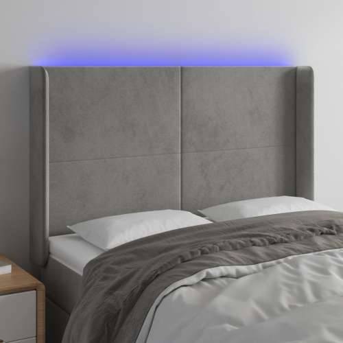 LED uzglavlje svjetlosivo 147 x 16 x 118/128 cm baršunasto - Svjetlosiva 147 x 16 x 118/128 cm 1 Cijena