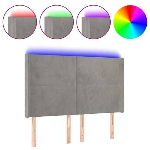 LED uzglavlje svjetlosivo 147 x 16 x 118/128 cm baršunasto - Svjetlosiva 147 x 16 x 118/128 cm 1 Cijena