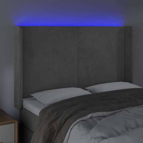 LED uzglavlje svjetlosivo 147 x 16 x 118/128 cm baršunasto - Svjetlosiva 147 x 16 x 118/128 cm 1 Cijena