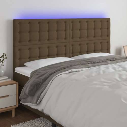 LED uzglavlje tamnosmeđe 200x5x118/128 cm od tkanine - Tamno smeđa 200 x 5 x 118/128 cm 1 Cijena
