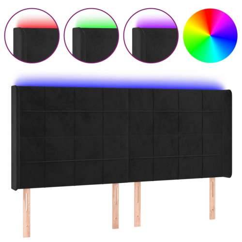 LED uzglavlje crno 183 x 16 x 118/128 cm baršunasto - Crna 183 x 16 x 118/128 cm 1 Cijena