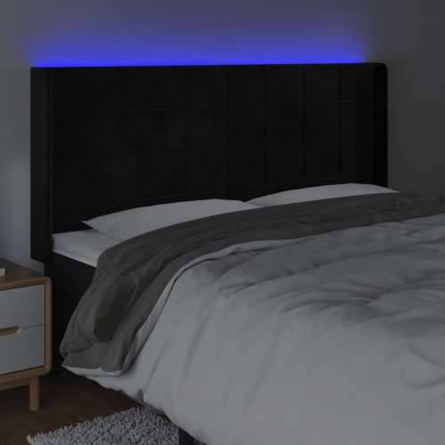 LED uzglavlje crno 183 x 16 x 118/128 cm baršunasto - Crna 183 x 16 x 118/128 cm 1 Cijena