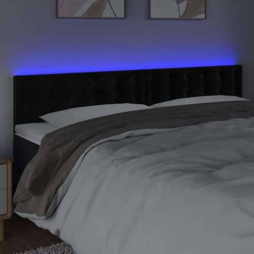 LED uzglavlje crno 160x5x78/88 cm baršunasto - Crna 160 x 5 x 78/88 cm 1 Cijena