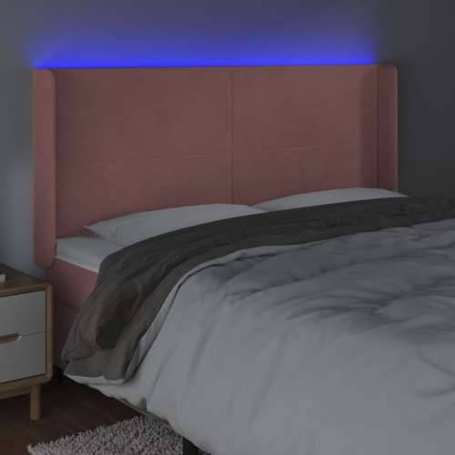 LED uzglavlje ružičasto 203x16x118/128 cm baršunasto - Ružičasta 203 x 16 x 118/128 cm 1 Cijena