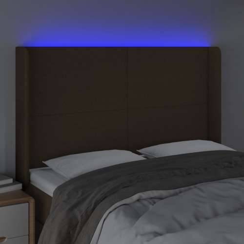LED uzglavlje tamnosmeđe 147x16x118/128 cm od tkanine - Tamno smeđa 147 x 16 x 118/128 cm 1 Cijena
