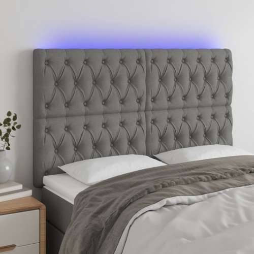 LED uzglavlje tamnosivo 144x7x118/128 cm od tkanine - Tamno siva 144 x 7 x 118/128 cm 1 Cijena