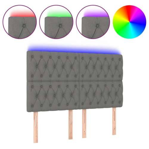 LED uzglavlje tamnosivo 144x7x118/128 cm od tkanine - Tamno siva 144 x 7 x 118/128 cm 1 Cijena