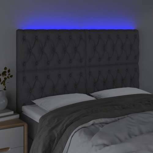 LED uzglavlje tamnosivo 144x7x118/128 cm od tkanine - Tamno siva 144 x 7 x 118/128 cm 1 Cijena