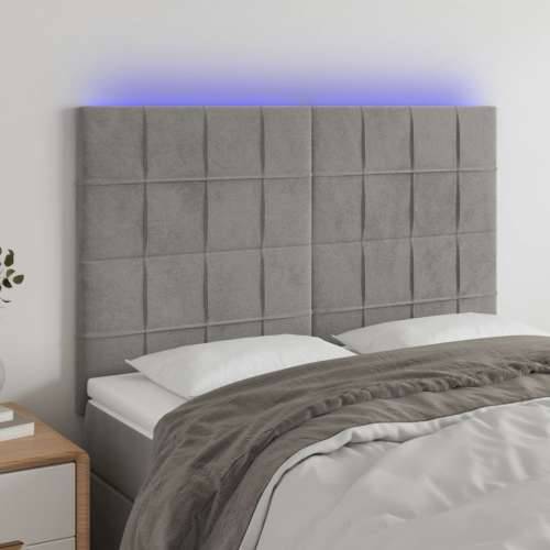 LED uzglavlje svjetlosivo 144x5x118/128 cm baršunasto - Svjetlosiva 144 x 5 x 118/128 cm 1 Cijena