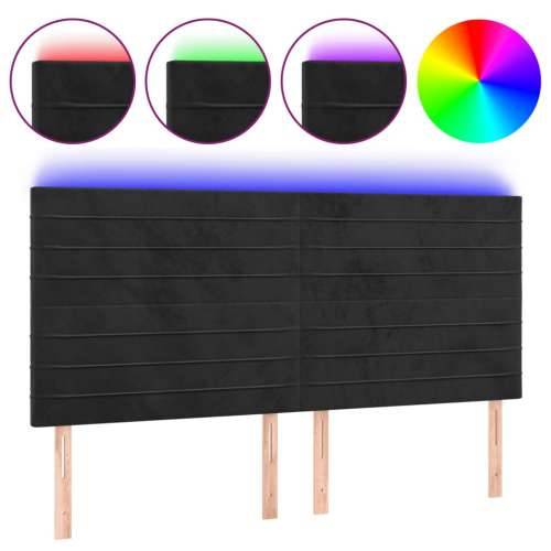 LED uzglavlje crno 200x5x118/128 cm baršunasto - Crna 200 x 5 x 118/128 cm 1 Cijena