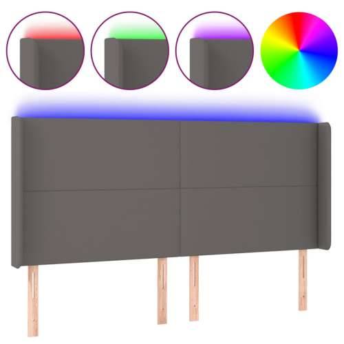 LED uzglavlje sivo 203x16x118/128 cm od umjetne kože - Siva 203 x 16 x 118/128 cm 1 Cijena