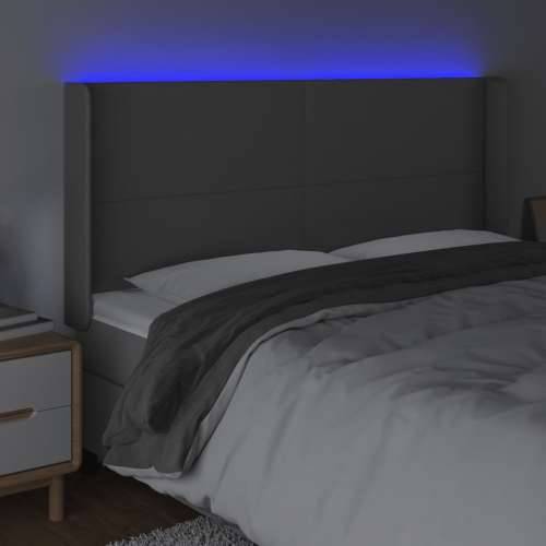 LED uzglavlje sivo 203x16x118/128 cm od umjetne kože - Siva 203 x 16 x 118/128 cm 1 Cijena