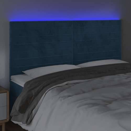 LED uzglavlje tamnoplavo 160x5x118/128 cm baršunasto - Tamno plava 160 x 5 x 118/128 cm 1 Cijena