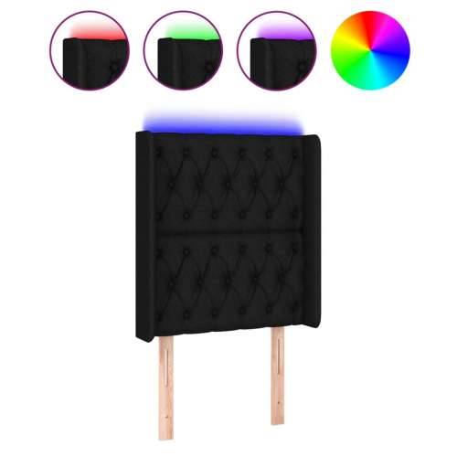 LED uzglavlje crno 83 x 16 x 118/128 cm od tkanine - Crna 83 x 16 x 118/128 cm 1 Cijena