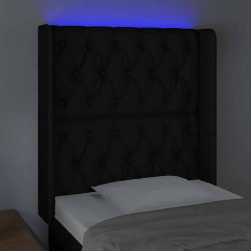 LED uzglavlje crno 83 x 16 x 118/128 cm od tkanine - Crna 83 x 16 x 118/128 cm 1 Cijena