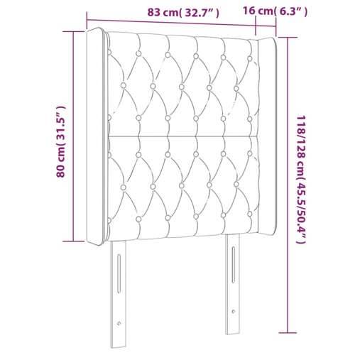 LED uzglavlje crno 83 x 16 x 118/128 cm od tkanine - Crna 83 x 16 x 118/128 cm 1 Cijena