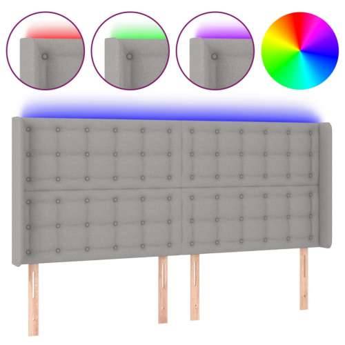 LED uzglavlje svjetlosivo 183 x 16 x 118/128 cm od tkanine - Svjetlosiva 183 x 16 x 118/128 cm 1 Cijena