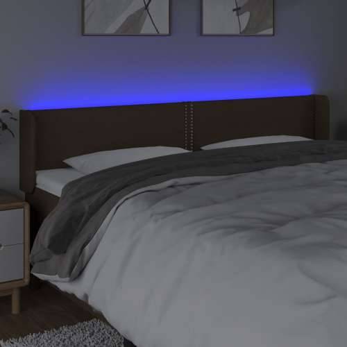 LED Uzglavlje tamnosmeđe 163x16x78/88 cm od tkanine - Tamno smeđa 163 x 16 x 78/88 cm 1 Cijena