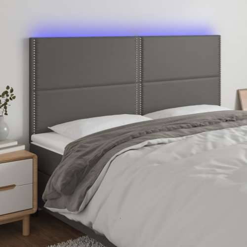 LED uzglavlje sivo 200x5x118/128 cm od umjetne kože - Siva 200 x 5 x 118/128 cm 1 Cijena