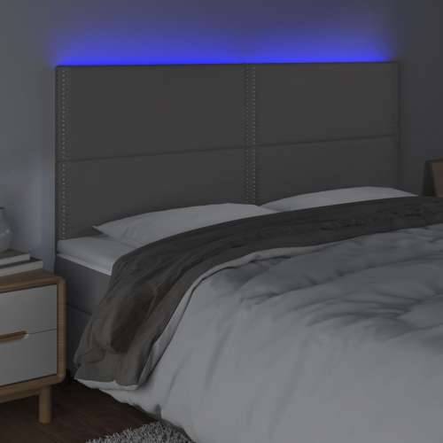 LED uzglavlje sivo 200x5x118/128 cm od umjetne kože - Siva 200 x 5 x 118/128 cm 1 Cijena