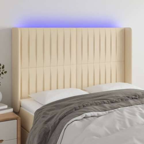 LED uzglavlje krem 147 x 16 x 118/128 cm od tkanine - Krema 147 x 16 x 118/128 cm 1 Cijena
