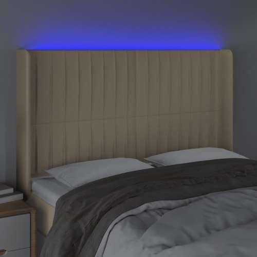LED uzglavlje krem 147 x 16 x 118/128 cm od tkanine - Krema 147 x 16 x 118/128 cm 1 Cijena