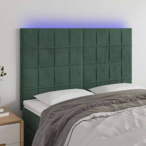LED uzglavlje tamnozeleno 144x5x118/128 cm baršunasto - Tamnozelena 144 x 5 x 118/128 cm 1 Cijena
