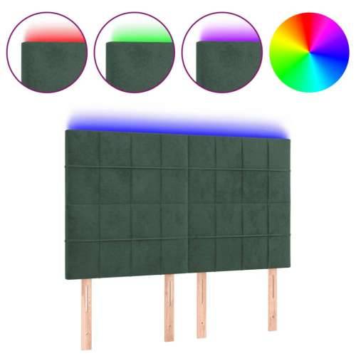 LED uzglavlje tamnozeleno 144x5x118/128 cm baršunasto - Tamnozelena 144 x 5 x 118/128 cm 1 Cijena